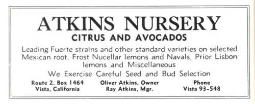 Ad for Atkins Nursery